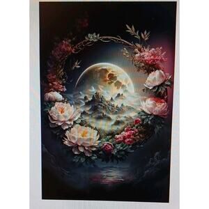 5D Diamond Painting Kit Flowers Mountains Moon Round Full Drill 30cm x 40cm NEW